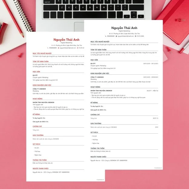 3. Mẫu CV dòng thời gian